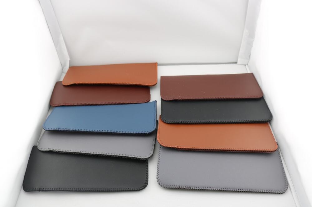 9 Pack Soft Leather Slip In Eyeglass Pouch Cases Assorted Colors Sleeve Set New